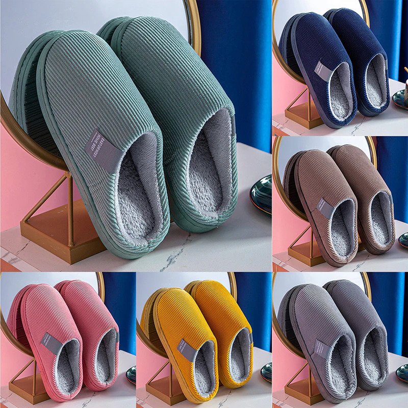 Plush Cotton Slippers for Women – Cozy & Non-Slip Comfort