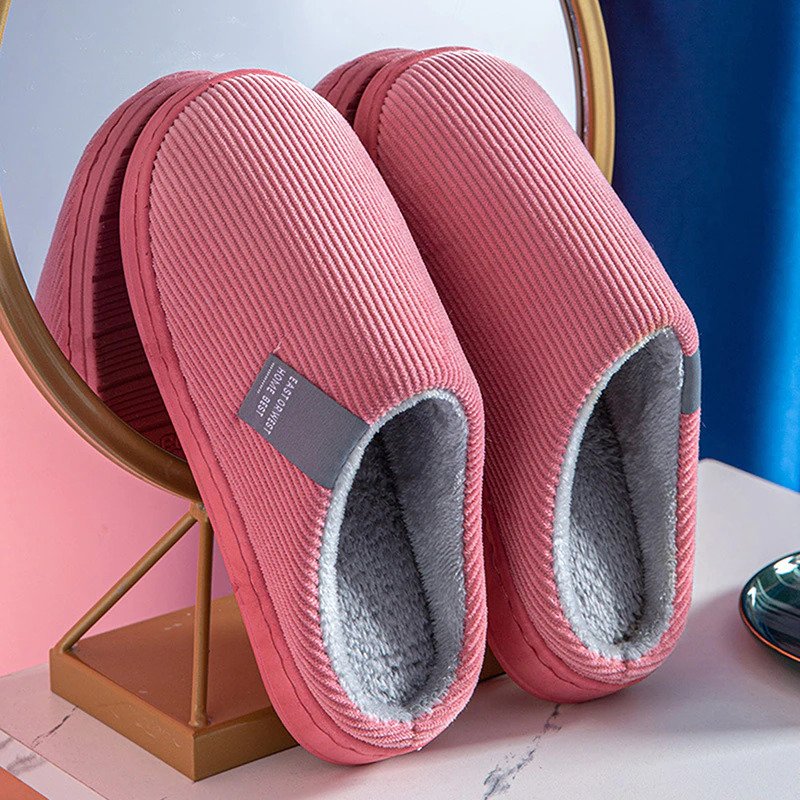 Plush Cotton Slippers for Women – Cozy & Non-Slip Comfort