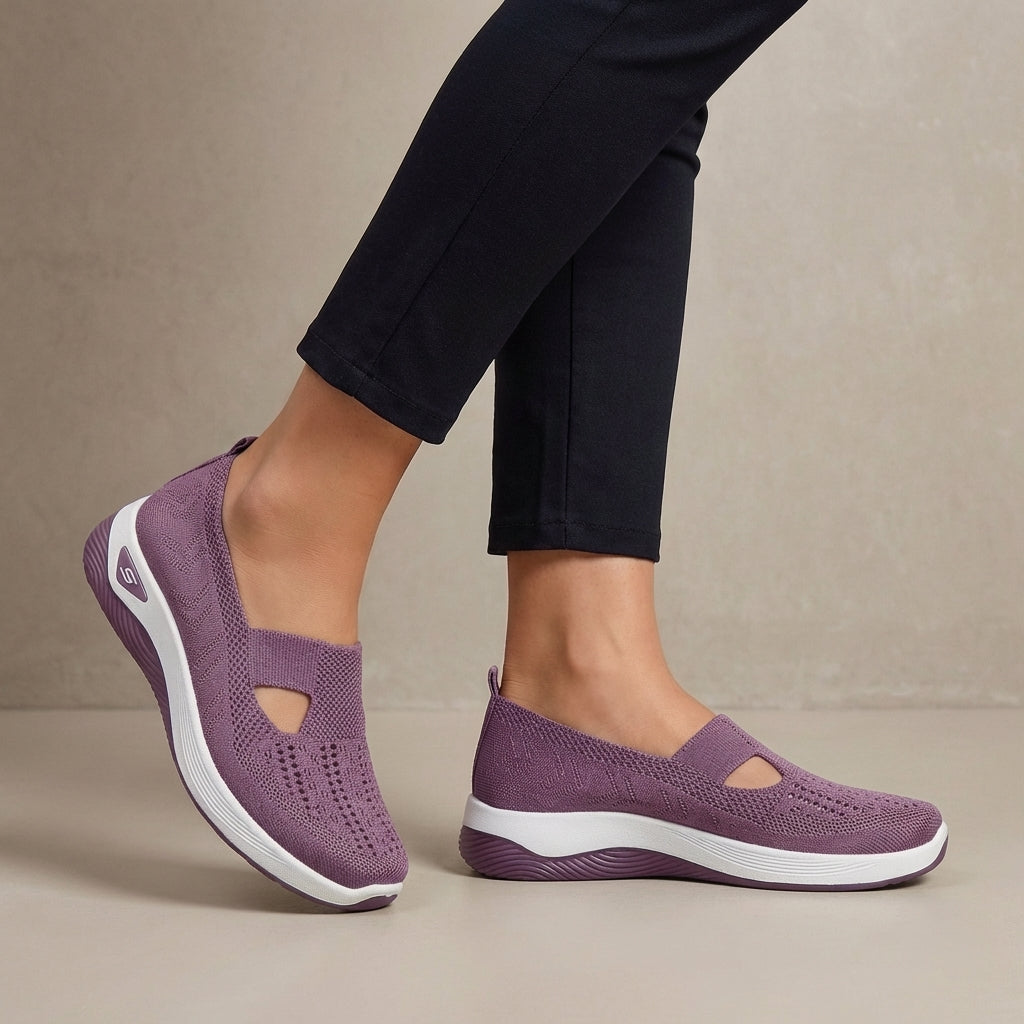 Breathable Knit Walking Sneakers – Lightweight Slip-On Comfort Shoes