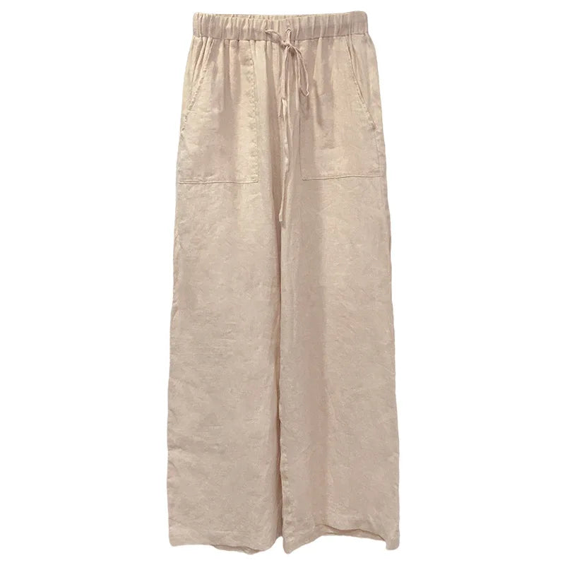 Relaxed Straight Leg Drawstring Pants for Women Over 45
