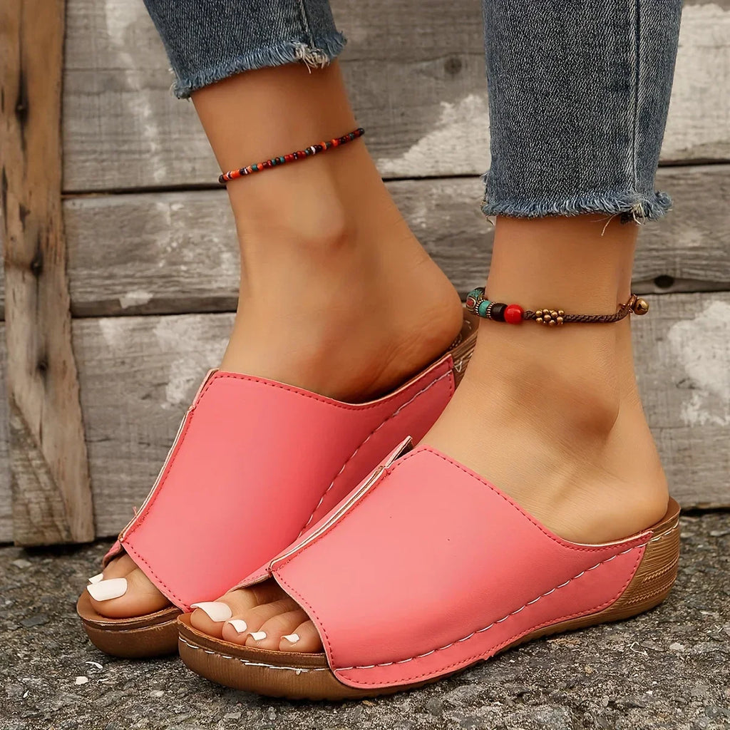Cushioned Wedge Slide Sandals for Women – Anne