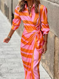 V-Neck Wrap Shirt Dress with Adjustable Waist Tie | Mid-Length