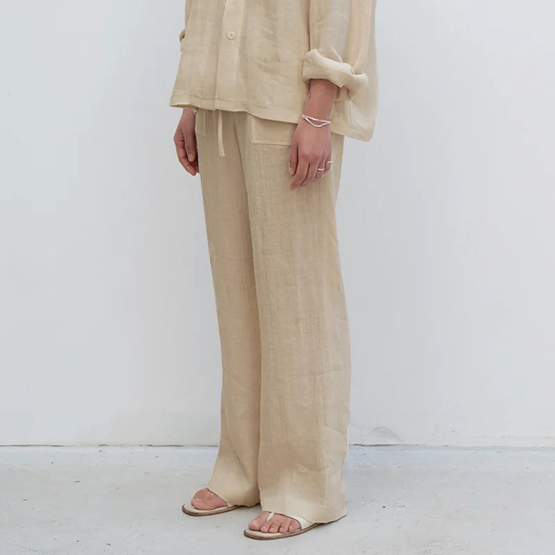 Relaxed Straight Leg Drawstring Pants for Women Over 45