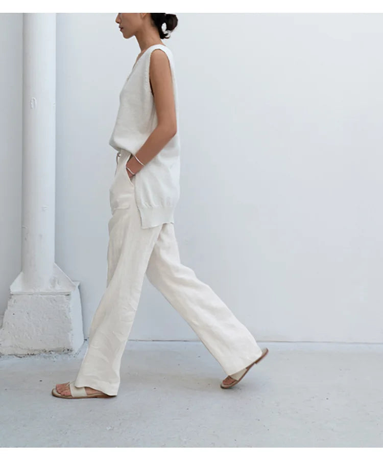 Relaxed Straight Leg Drawstring Pants for Women Over 45