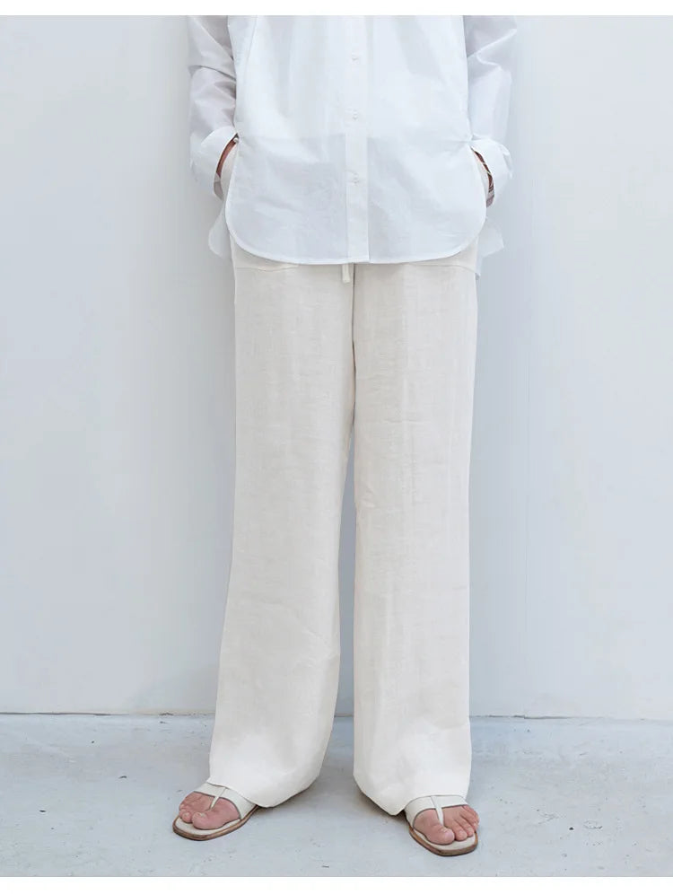Relaxed Straight Leg Drawstring Pants for Women Over 45
