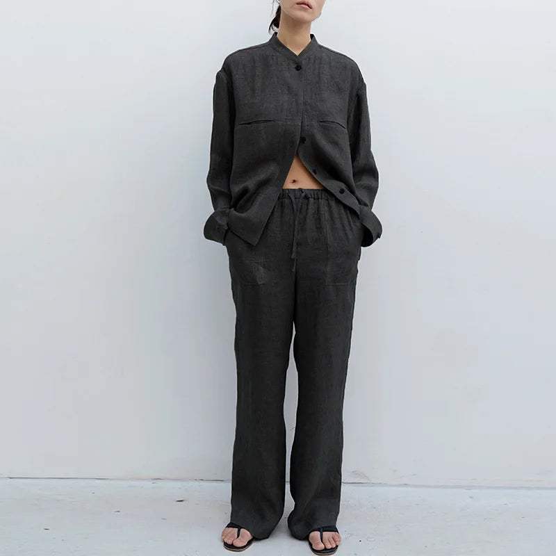 Relaxed Straight Leg Drawstring Pants for Women Over 45