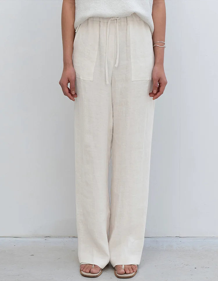 Relaxed Straight Leg Drawstring Pants for Women Over 45