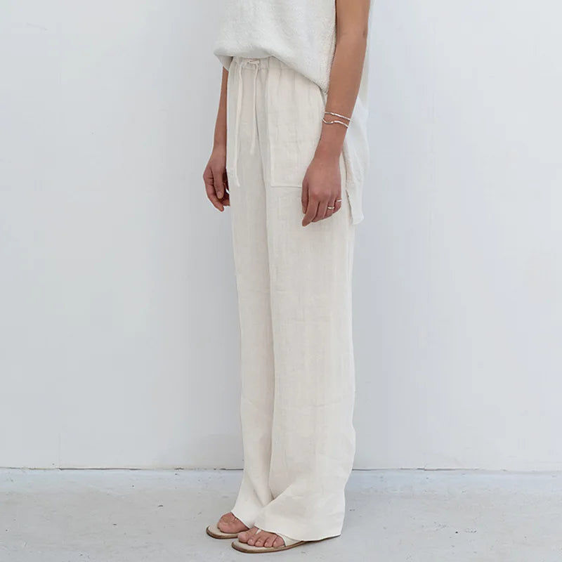 Relaxed Straight Leg Drawstring Pants for Women Over 45