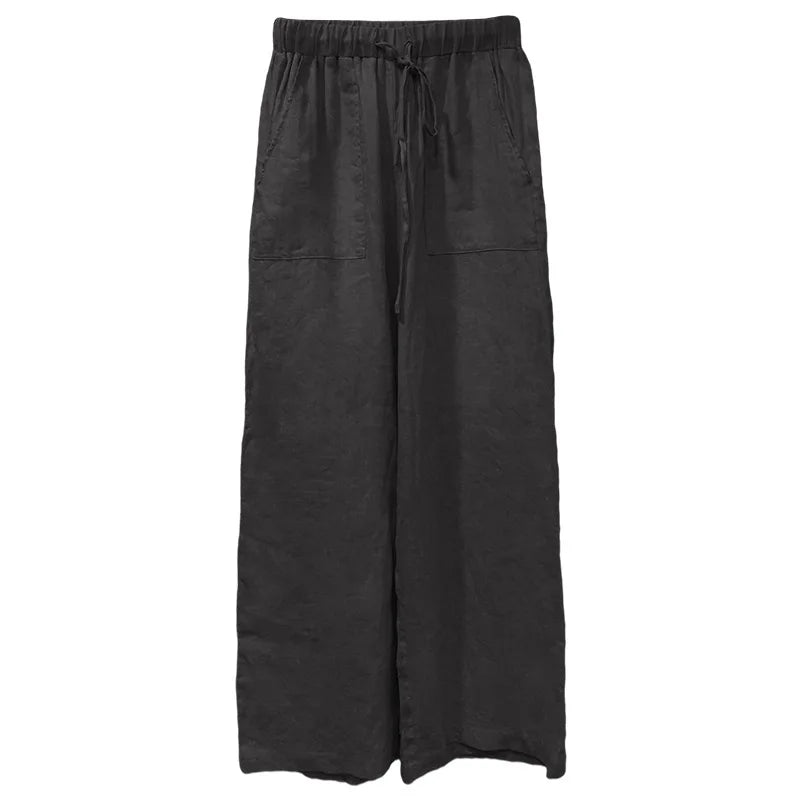 Relaxed Straight Leg Drawstring Pants for Women Over 45