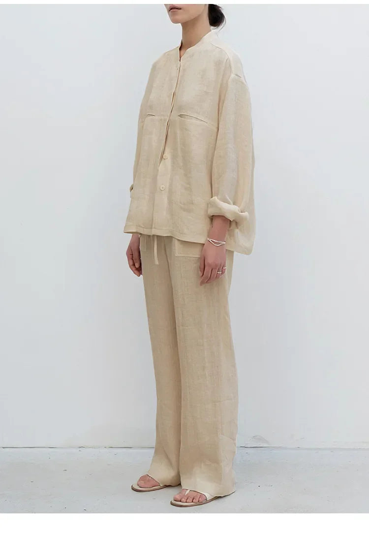 Relaxed Straight Leg Drawstring Pants for Women Over 45