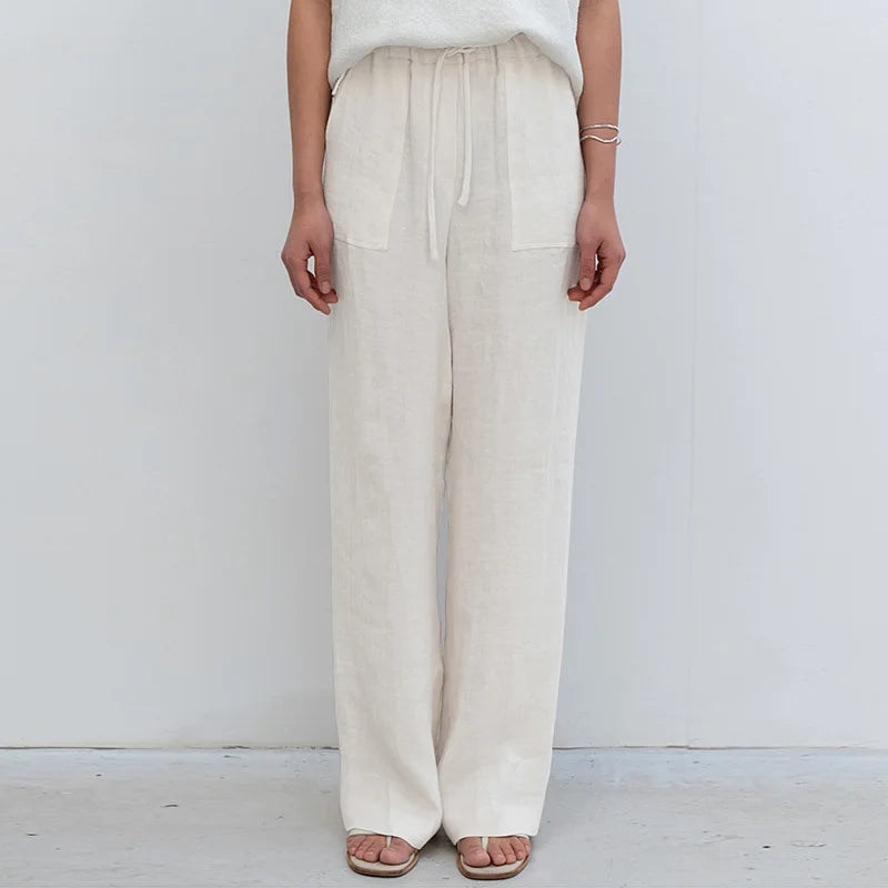 Relaxed Straight Leg Drawstring Pants for Women Over 45