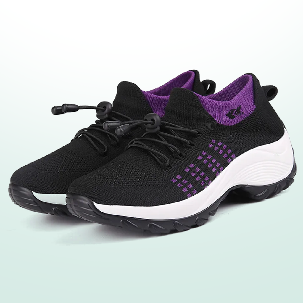 Purple Black Orthopedic Walking Shoes with Arch Support for Women