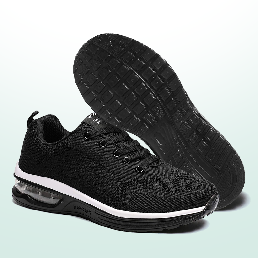 All Black Orthopedic Walking Sneakers with Arch Support for Women