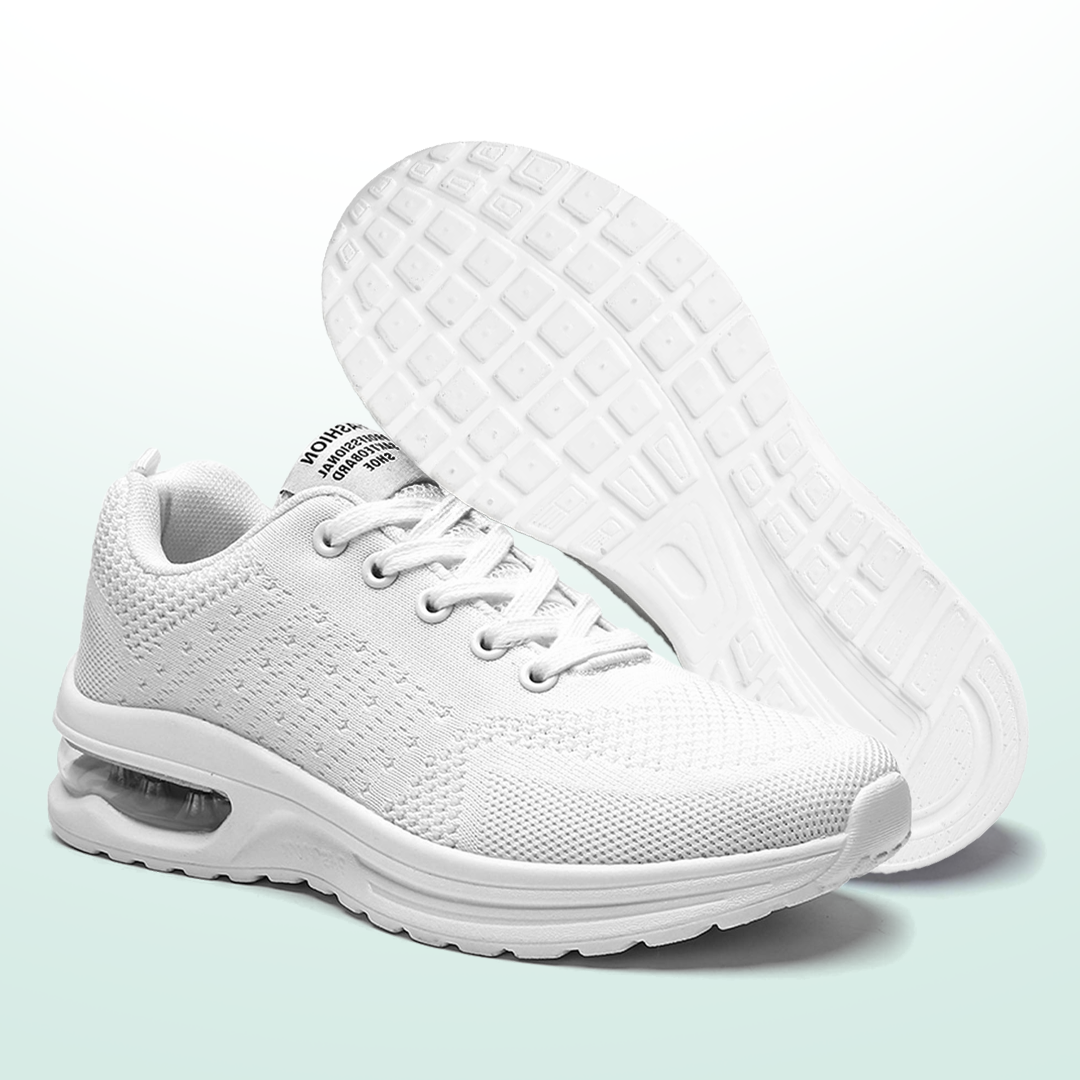 White Orthopedic Walking Sneakers with Arch Support and Wide Fit