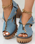 Heeled Denim Sandals for Women – Clarice