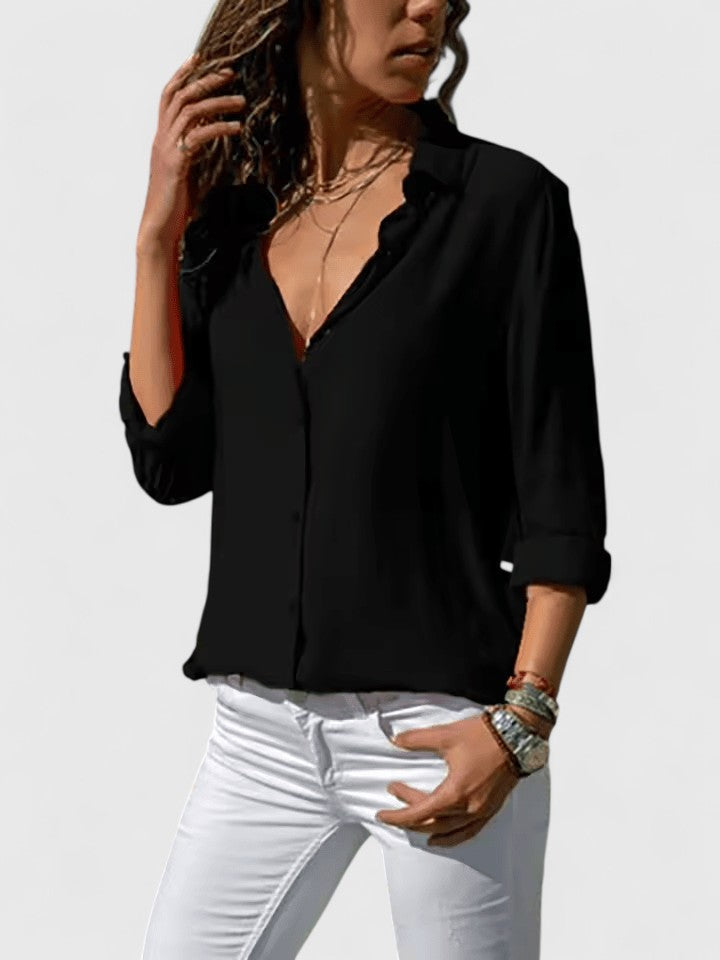 Elegant V-Neck Blouse for Effortless Everyday Sophistication
