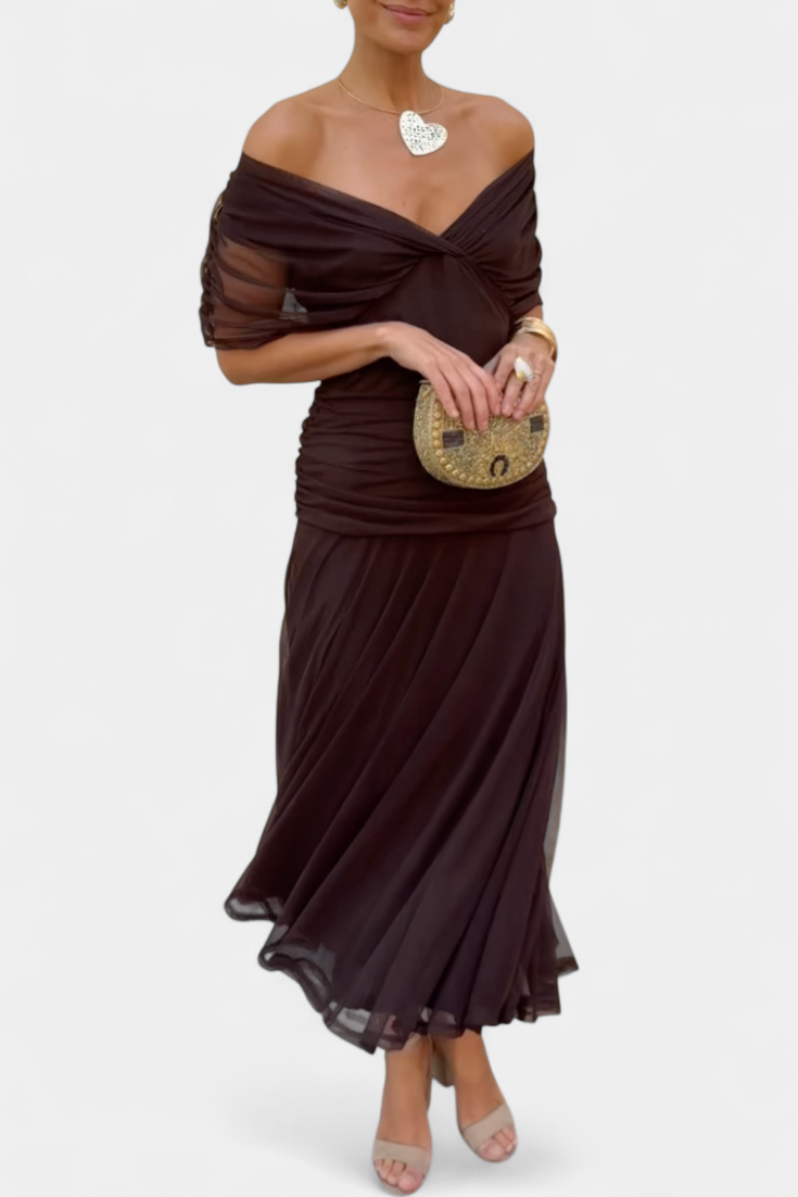 Alondra Long Floral Dress with V-Neck - Flowing Romantic Maxi Dress for Women