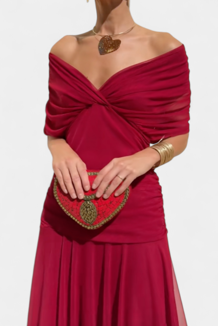 Alondra Long Floral Dress with V-Neck - Flowing Romantic Maxi Dress for Women