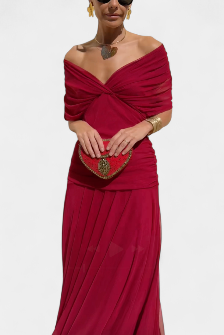 Alondra Long Floral Dress with V-Neck - Flowing Romantic Maxi Dress for Women
