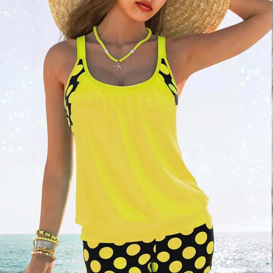 Polka Dot Cut-Out Bikini Set in Fresh Green