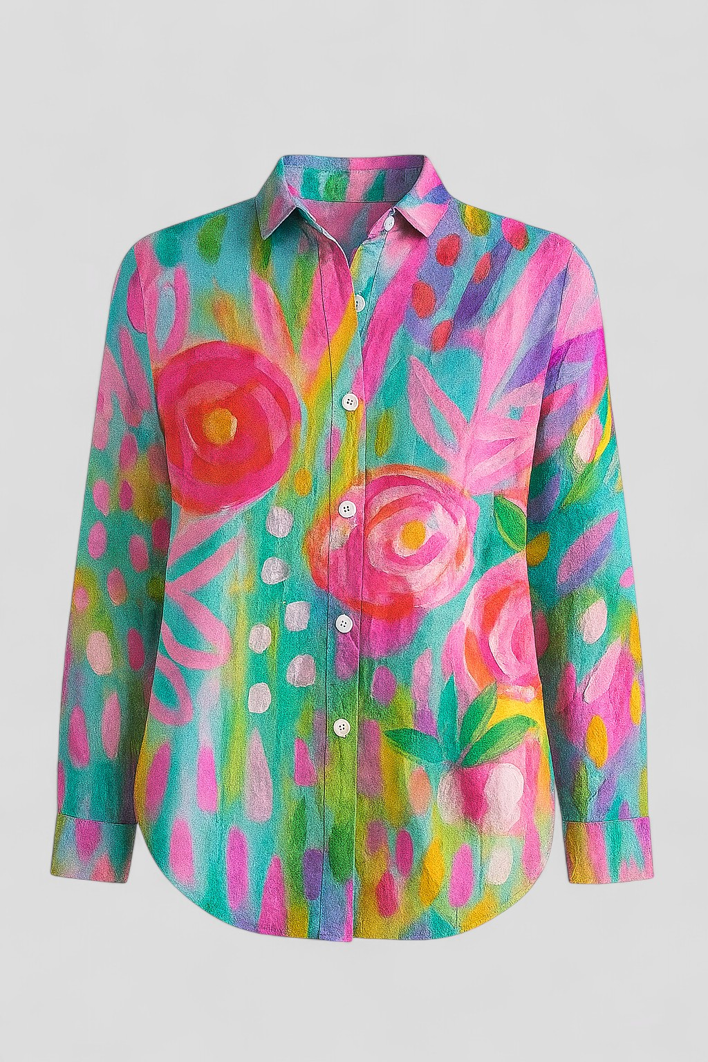 Women's Blouse with a Unique, Colorful Print