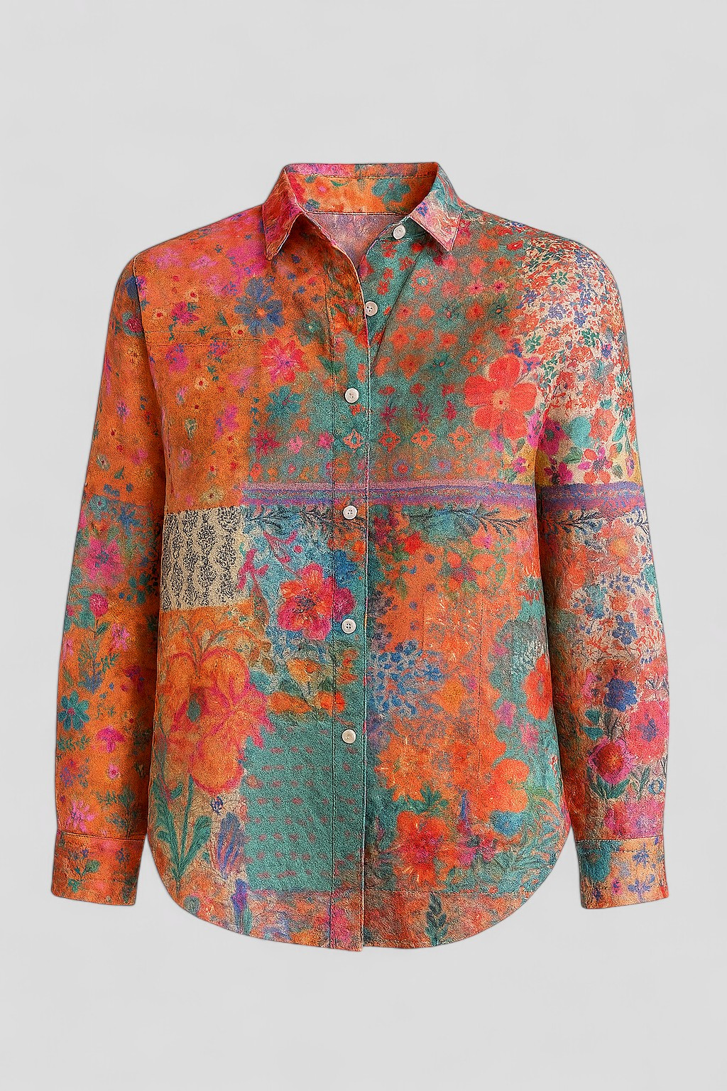 Women's Blouse with a Unique, Colorful Print