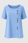 Elegant Women's Linen Blouse with Button-Front Closure