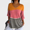 Victoria | Women's Abstract Line Pattern Art Print Casual Knit Pullover