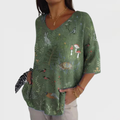 Grace | Woodland And Animals Repeat Pattern Printed Women's Casual Pullover Knit