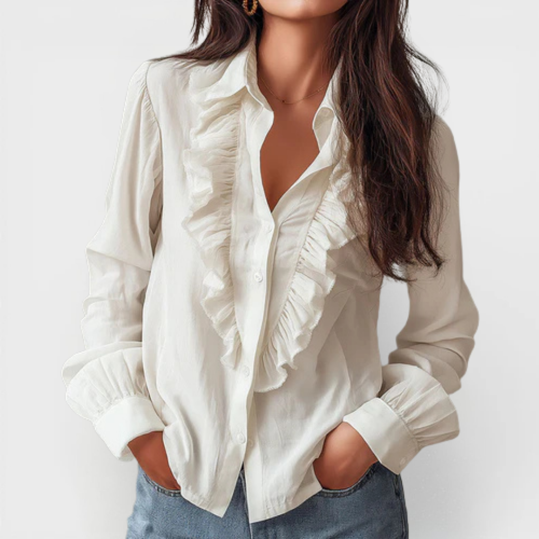 Simple Ruffled Reversible Blouse with Timeless Elegance