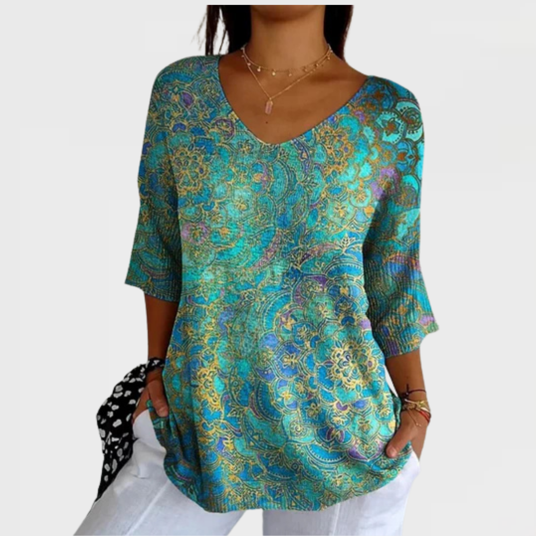 Evelyn | Women's Retro Art Print Casual Pullover Knit