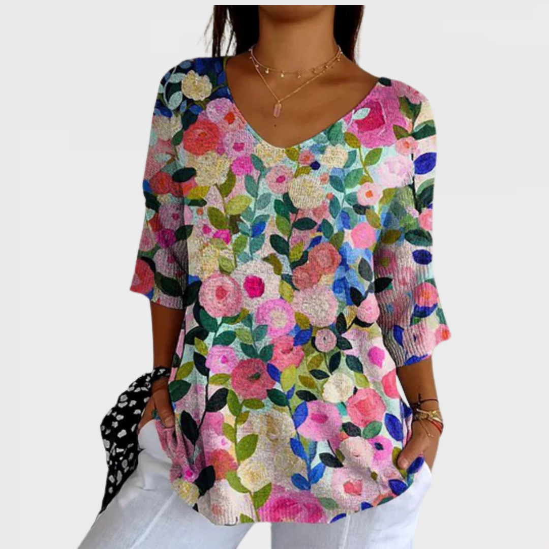 Sophia | Colorful Spring Floral Garden Printed Women's Casual Pullover Knit