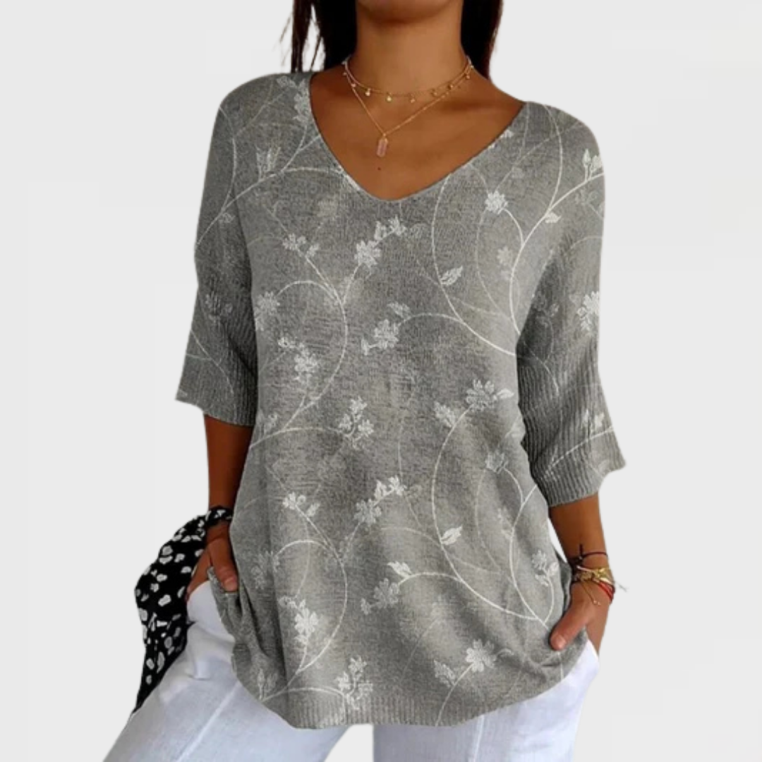 Vintage Floral Pullover Knit - Effortless Elegance Every Day