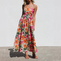 Valentina Rossi Floral Maxi Dress with Gathered Waist