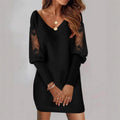Valentina V-Neck Dress with Mesh Sleeves