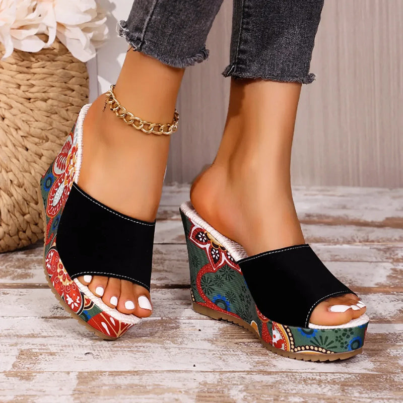Velvet Boho Wedge Sandals