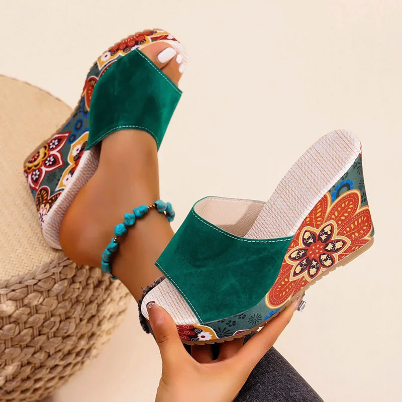 Velvet Boho Wedge Sandals