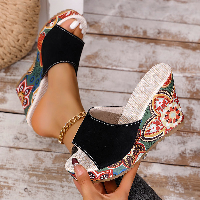 Velvet Boho Wedge Sandals