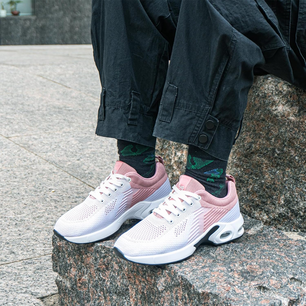 Orthopedic Walking Sneakers for Women in White and Pink