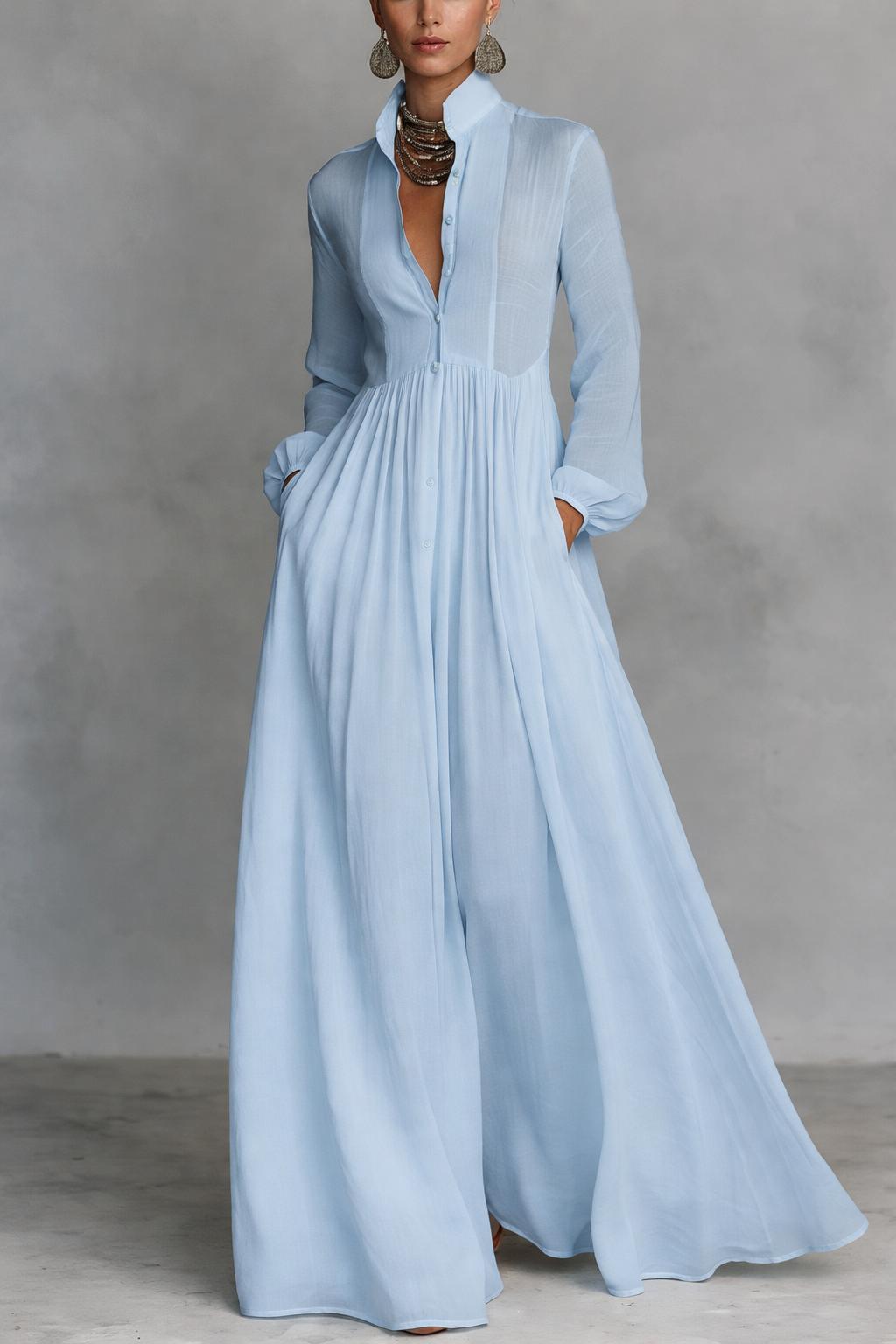 Serena Flowing Button-Front Maxi Dress for Women