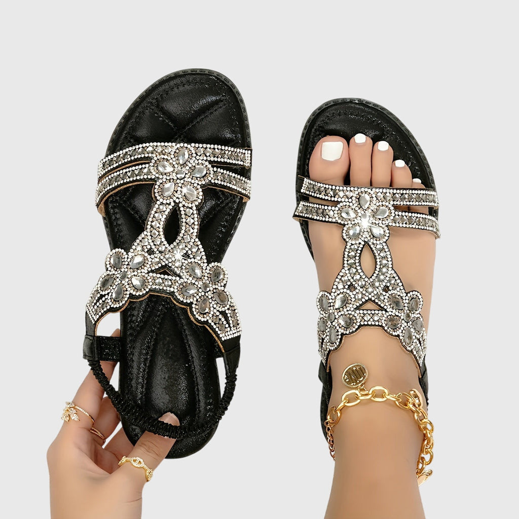 Elegant Orthopedic Sandals with Decorative Stone Detail