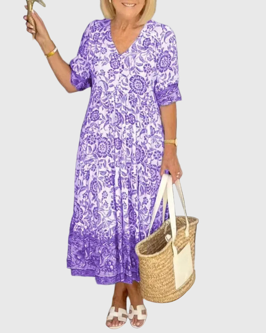 Keisha | Graceful V-Neck Floral Maxi Dress