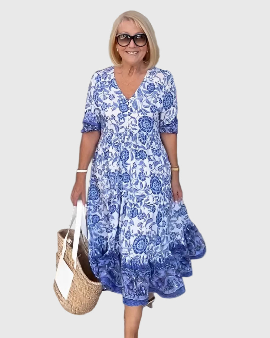 Keisha | Graceful V-Neck Floral Maxi Dress