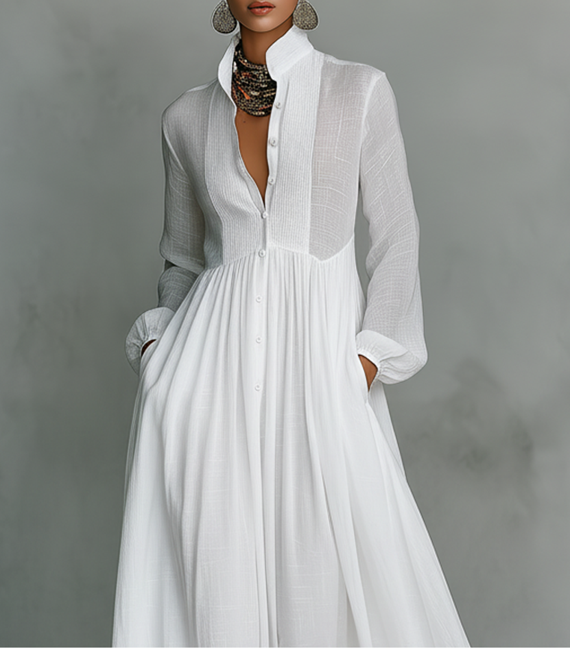 Serena Flowing Button-Front Maxi Dress for Women