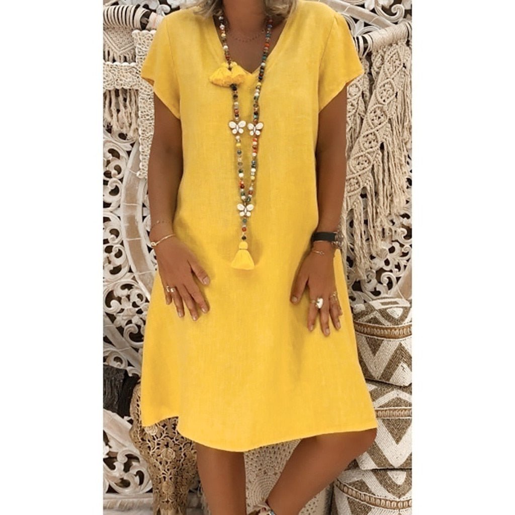 V-Neck Short Sleeve Mini Dress for Women – Beatrice