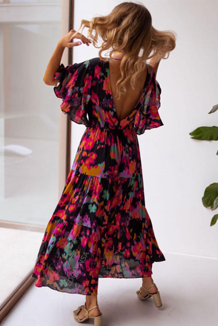 Midnight Floral Maxi Dress with Empire Waist