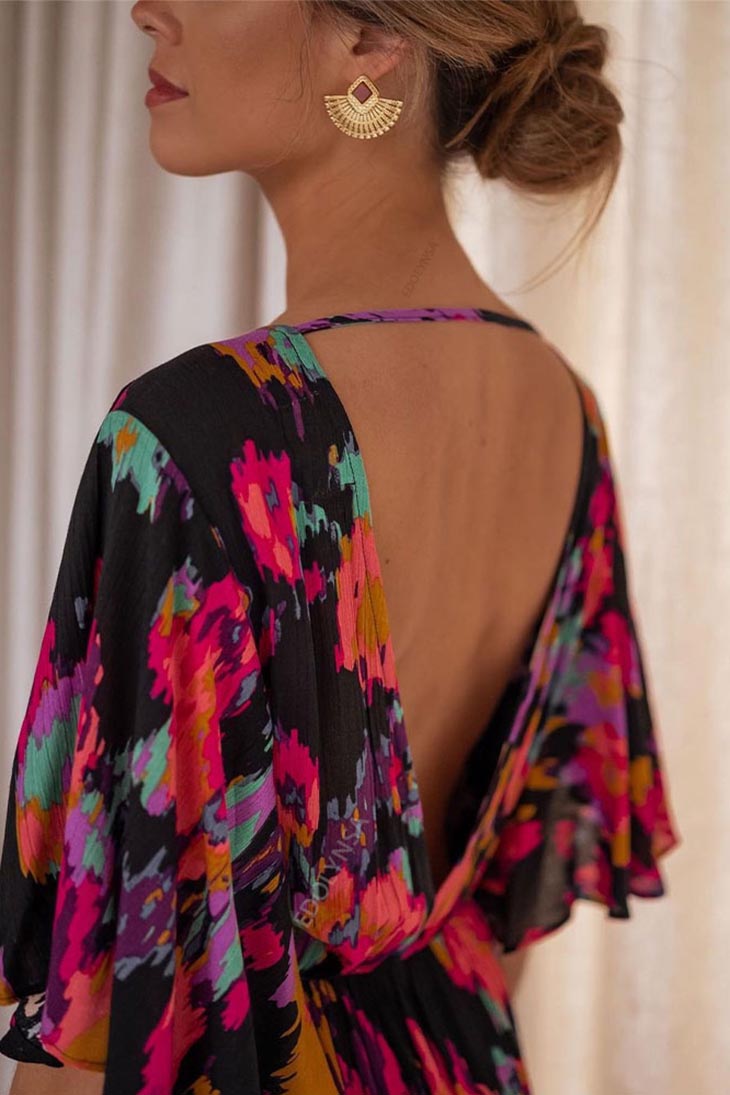 Midnight Floral Maxi Dress with Empire Waist