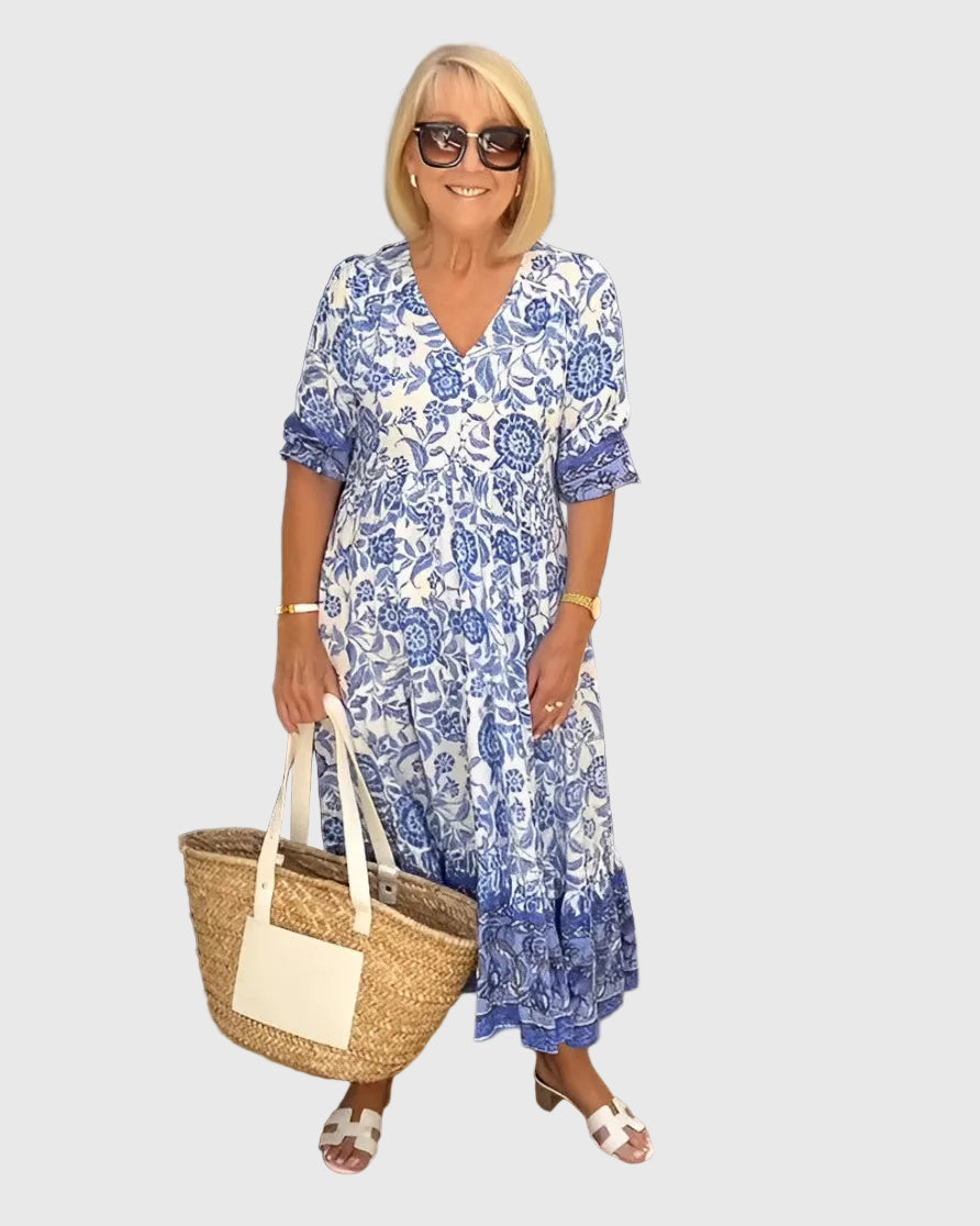 Keisha | Graceful V-Neck Floral Maxi Dress