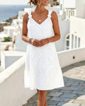 Textured Spaghetti Strap A-Line Dress