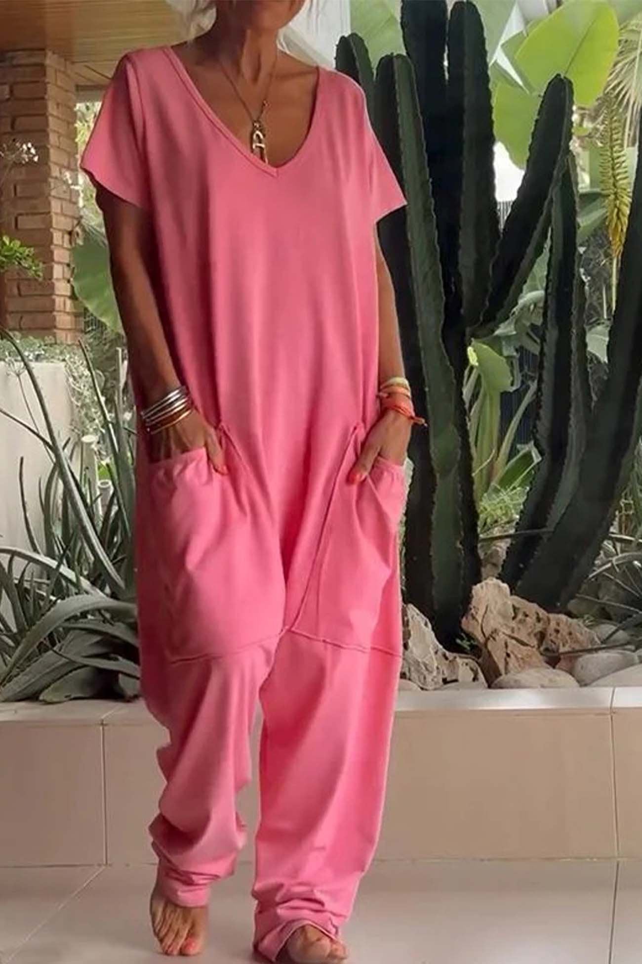 V-Neck Wide Leg Jumpsuit for Women – Celeste